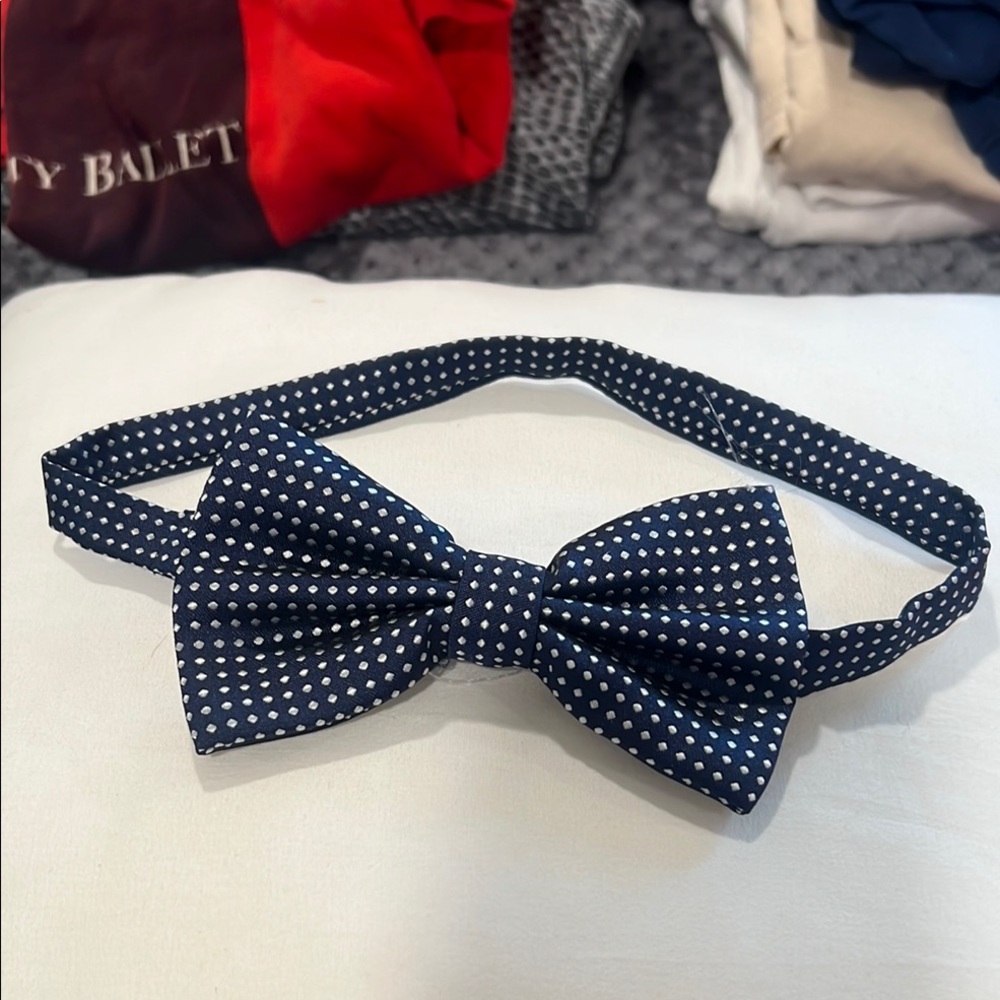 Navy Blue Polka Dot Bow Tie
